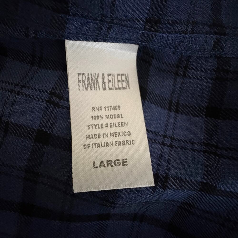 Frank & Eileen EILEEN 100% Modal Relaxed Button-Up Shirt in Blue Plaid L NWOT - Picture 7 of 11